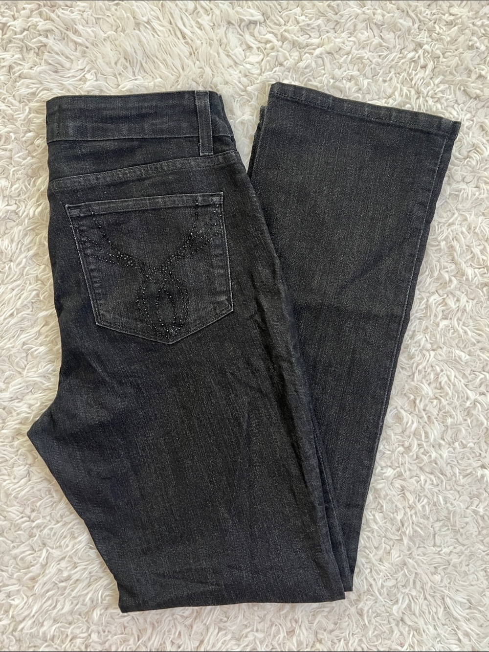 Not Your Daughters Jeans Rhinestones Embellished Black Pants Sz 10 Lift Tuck